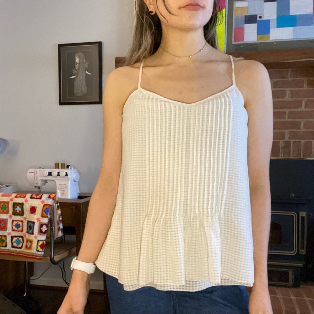 Sanctuary Pleated Front Sweetheart Neckline Flowy Gingham Cami Anthropol… - Picture 4 of 13